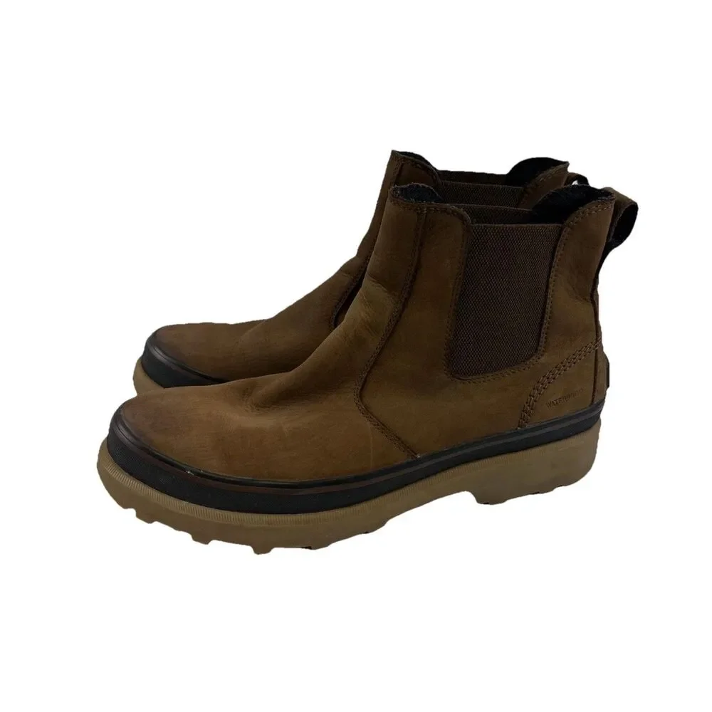 Sorel Caribou Chelsea Boots Pull On Brown Leather Waterproof NO INSERTS Mens 12